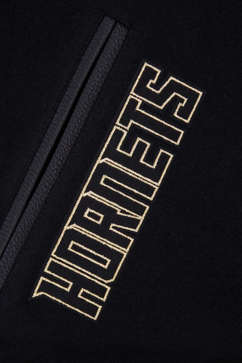 NBA CHARLOTTE HORNETS BLACK & GOLD MEN'S WOOL VARSITY JACKET (JET BLACK) - Image 7