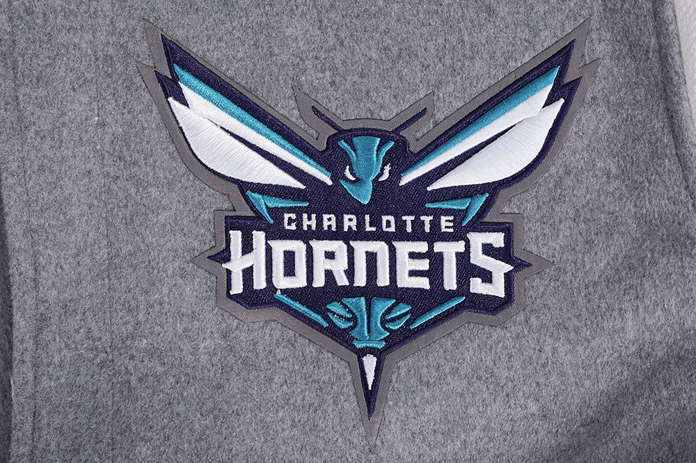 NBA CHARLOTTE HORNETS SCRIPT TAIL MEN'S RIB WOOL VARSITY (HEATHER GREY/WHITE/BLACK) - Image 6