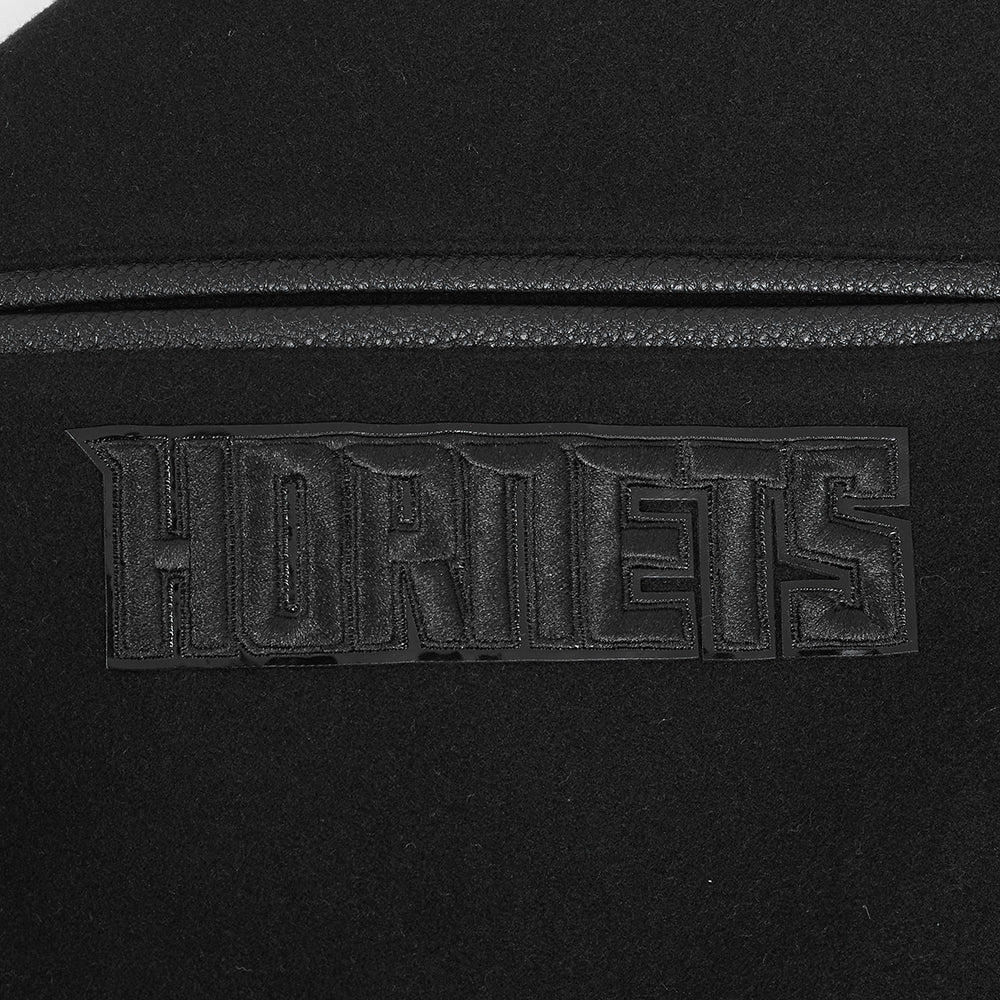 CHARLOTTE HORNETS TRIPLE BLACK MEN'S WOOL VARSITY JACKET (TRIPLE BLACK) - Image 6