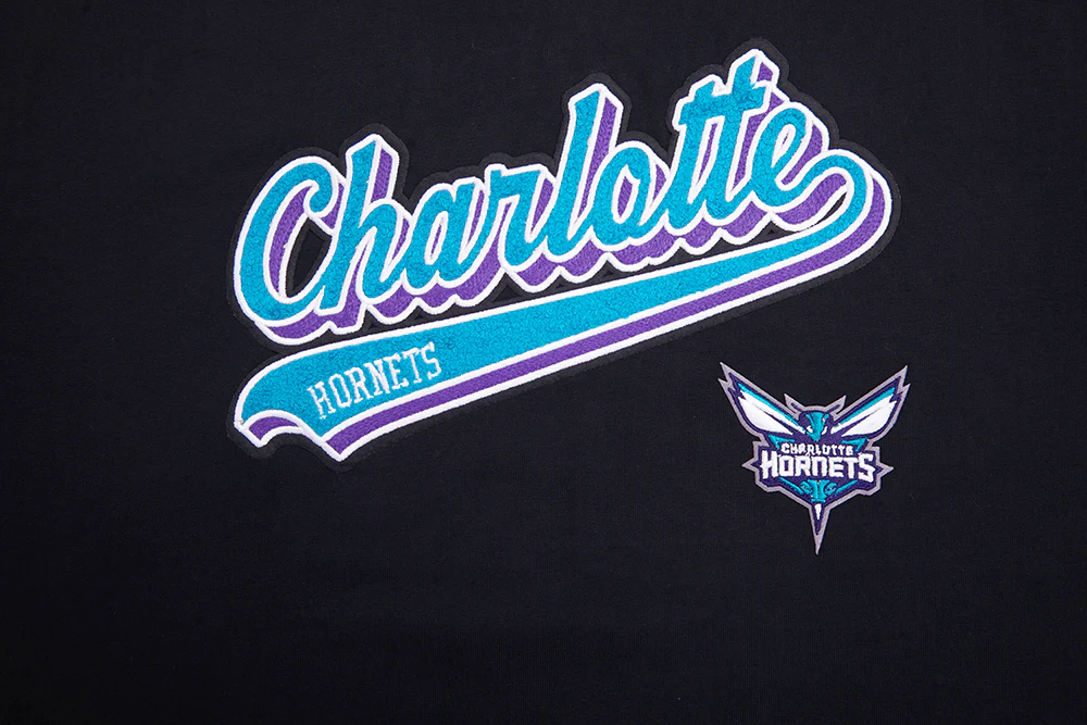 NBA CHARLOTTE HORNETS SCRIPT TAIL WOMEN'S BOYFRIEND TEE (BLACK) - Image 6