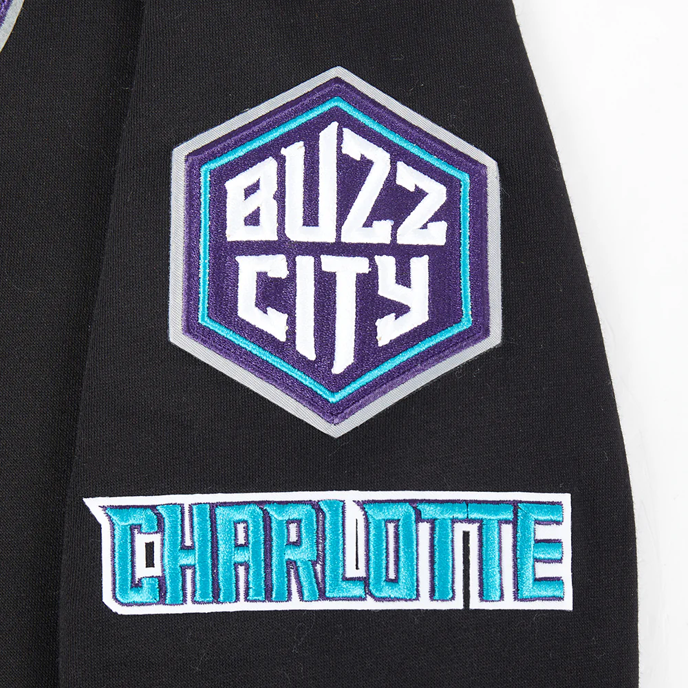 NBA CHARLOTTE HORNETS RETRO CLASSIC BIG BOYS RIB FLEECE PULLOVER HOODIE (BLACK) - Image 6