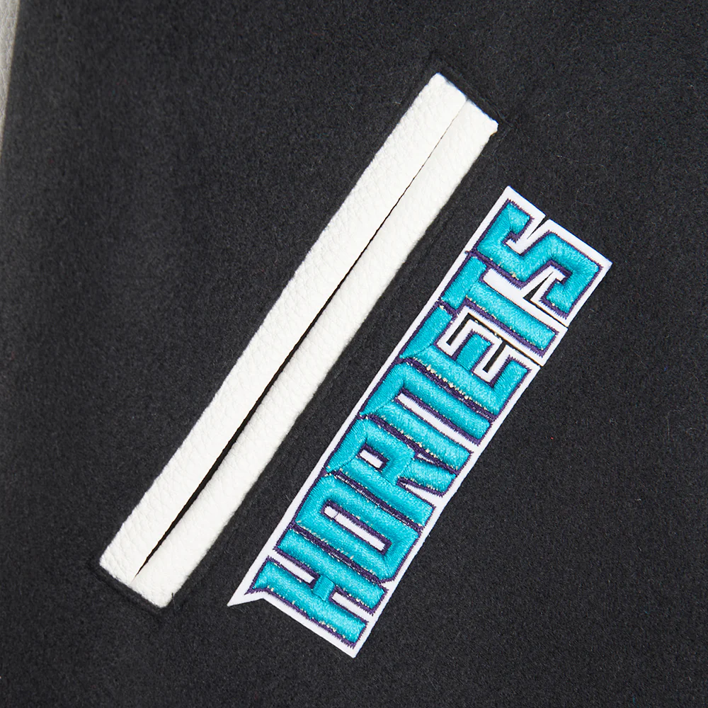 NBA CHARLOTTE HORNETS CLASSIC BIG BOYS WOOL VARSITY JACKET (BLACK/WHITE) - Image 9