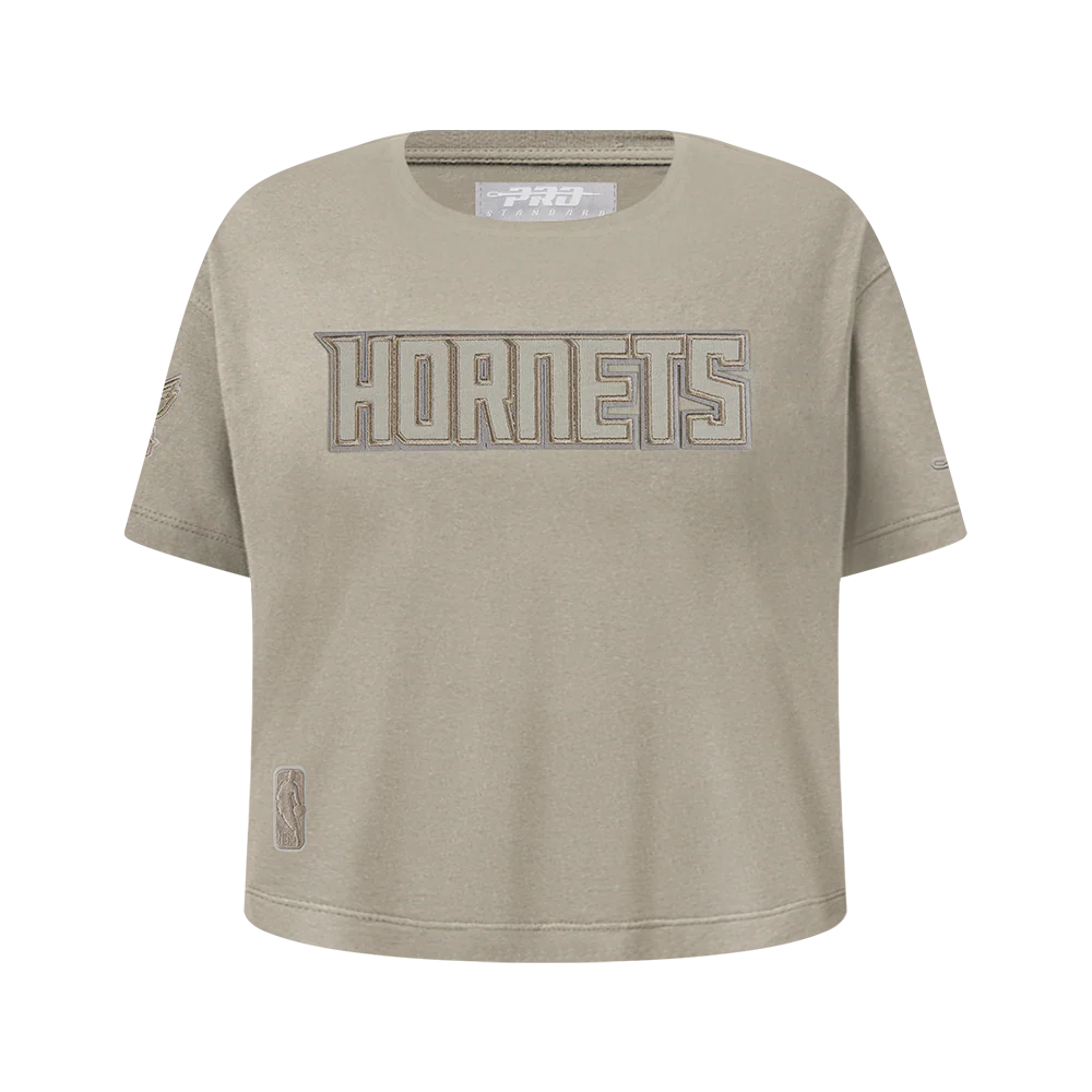 NBA CHARLOTTE HORNETS NEUTRAL BIG GIRLS SS BOXY TEE (TAUPE)