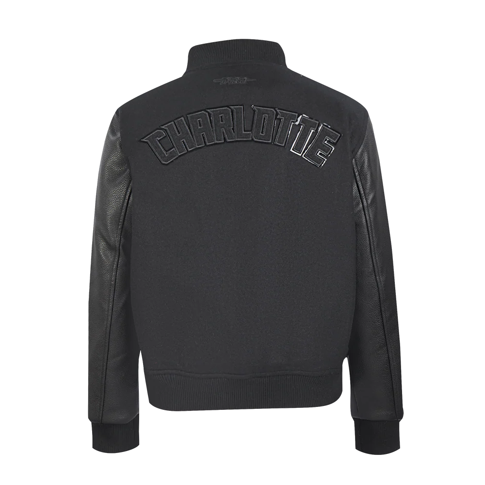 NBA CHARLOTTE HORNETS TRIPLE BLACK WOMEN'S WOOL VARSITY JACKET (TRIPLE BLACK) - Image 3