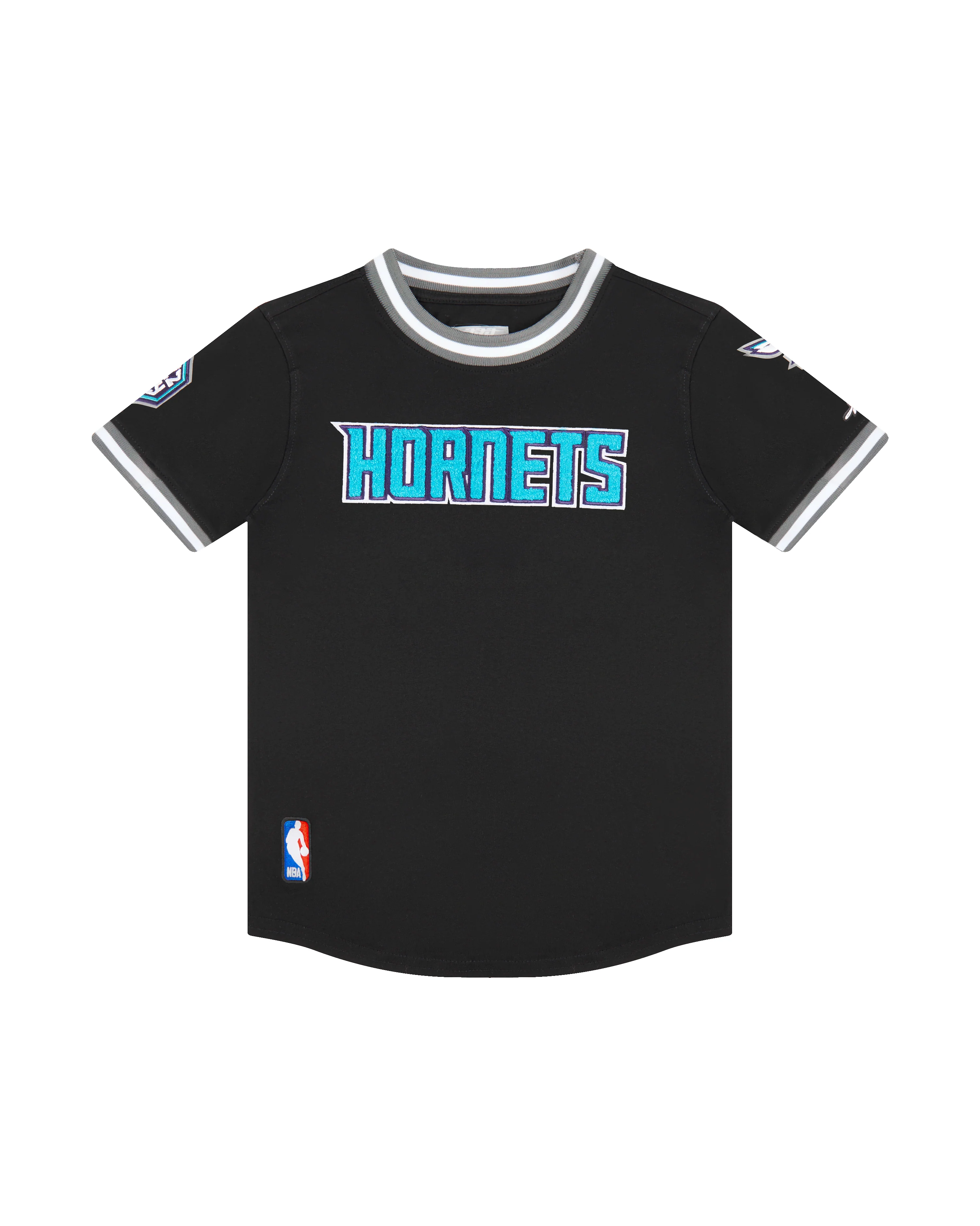 NBA CHARLOTTE HORNETS CLASSIC LITTLE BOYS SHORT SLEEVE STRIPED RIB TEE (BLACK/GRAY) - Image 3