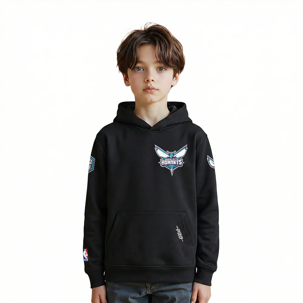 NBA CHARLOTTE HORNETS CLASSIC LITTLE BOYS FLEECE PULLOVER HOODIE (BLACK)