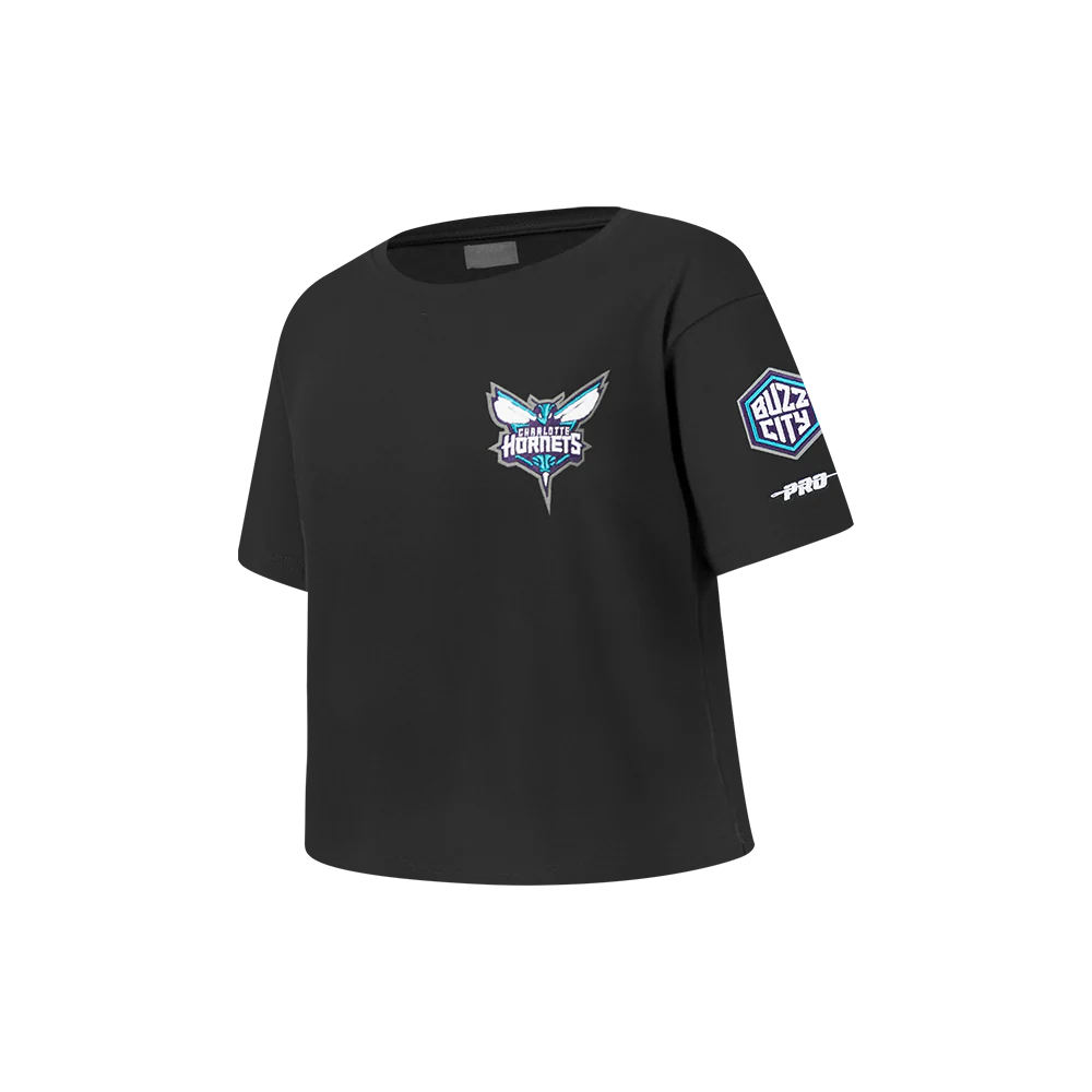 NBA CHARLOTTE HORNETS CLASSIC LITTLE GIRLS SHORT SLEEVE BOXY TEE (BLACK) - Image 2