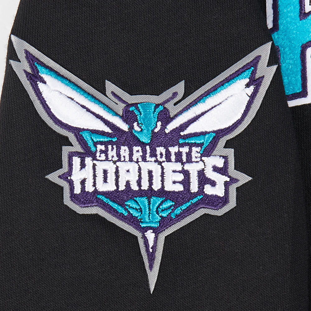 NBA CHARLOTTE HORNETS RETRO CLASSIC TODDLER GIRLS RIB FLEECE CREWNECK (BLACK) - Image 5
