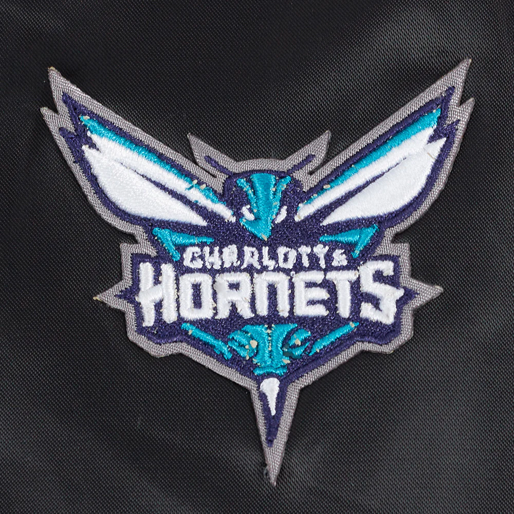 NBA CHARLOTTE HORNETS SCRIPT TAIL WOMEN'S SATIN JACKET (BLACK) - Image 6