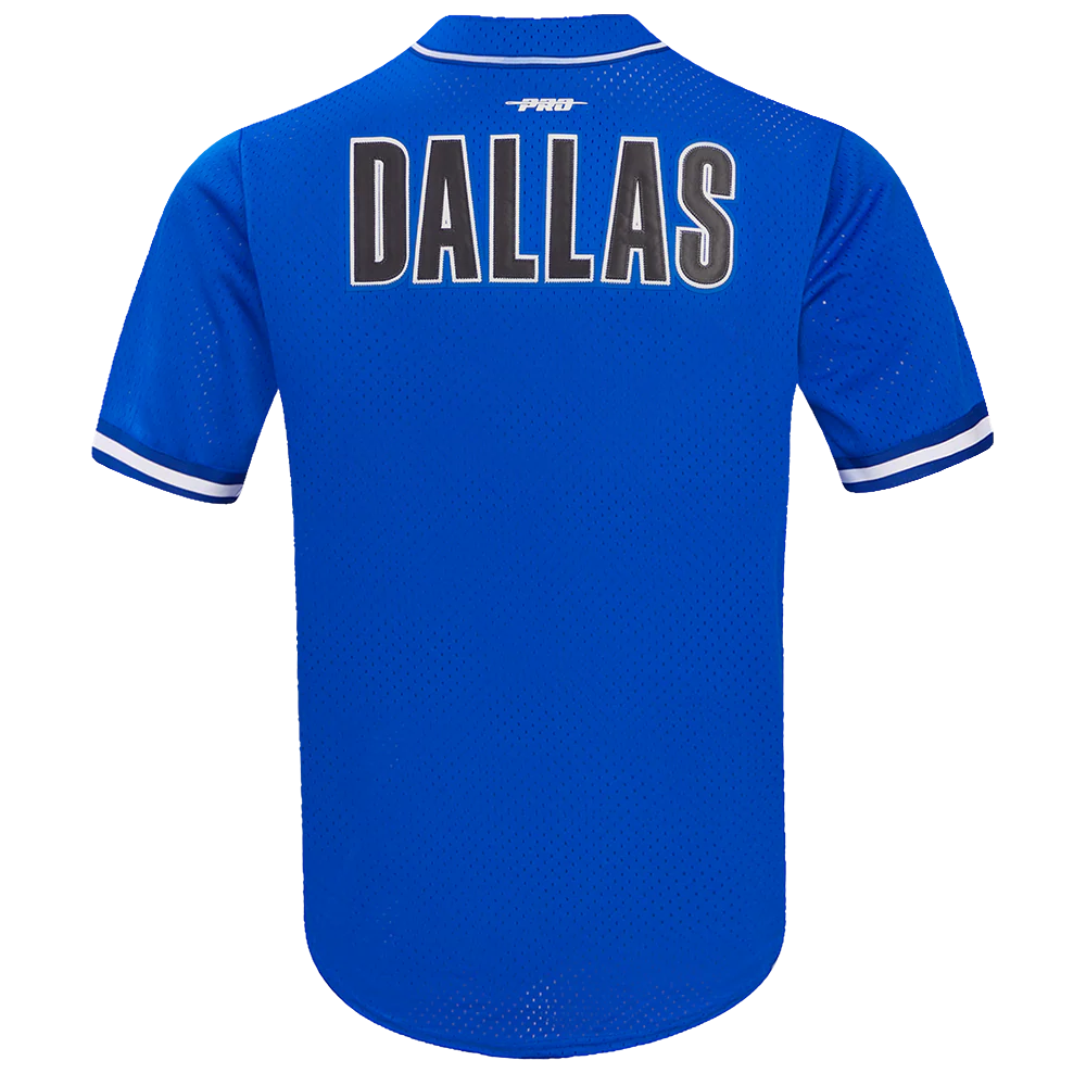 NBA DALLAS MAVERICKS CHEST MEN'S MESH BUTTON DOWN SHIRT (ROYAL BLUE) - Image 3