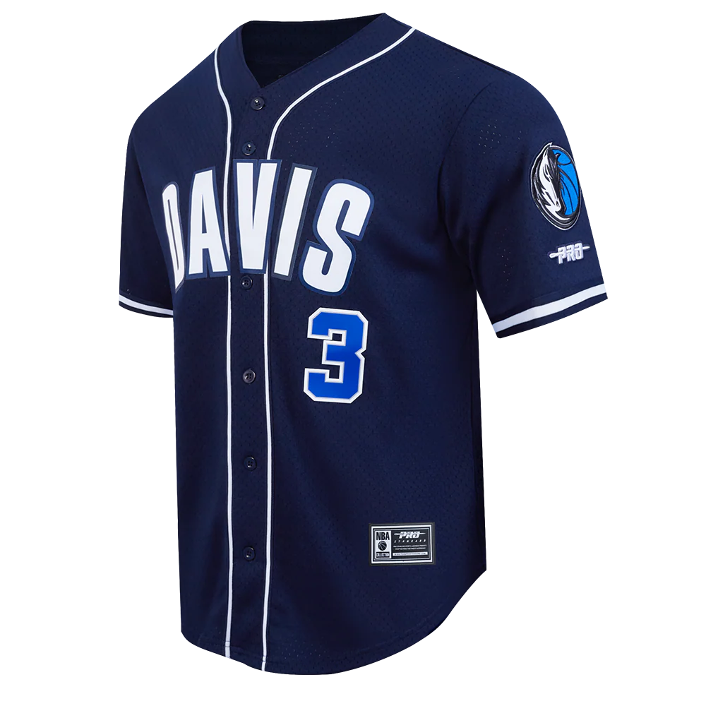 NBA DALLAS MAVERICKS ANTHONY DAVIS #3 CLASSIC MESH PNN MEN'S MESH BUTTON DOWN SHIRT (MIDNIGHT NAVY) - Image 2