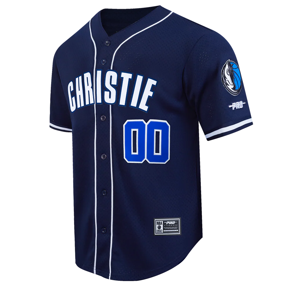 NBA DALLAS MAVERICKS MAX CHRISTIE #00 CLASSIC MESH PNN MEN'S MESH BUTTON DOWN SHIRT (MIDNIGHT NAVY) - Image 2