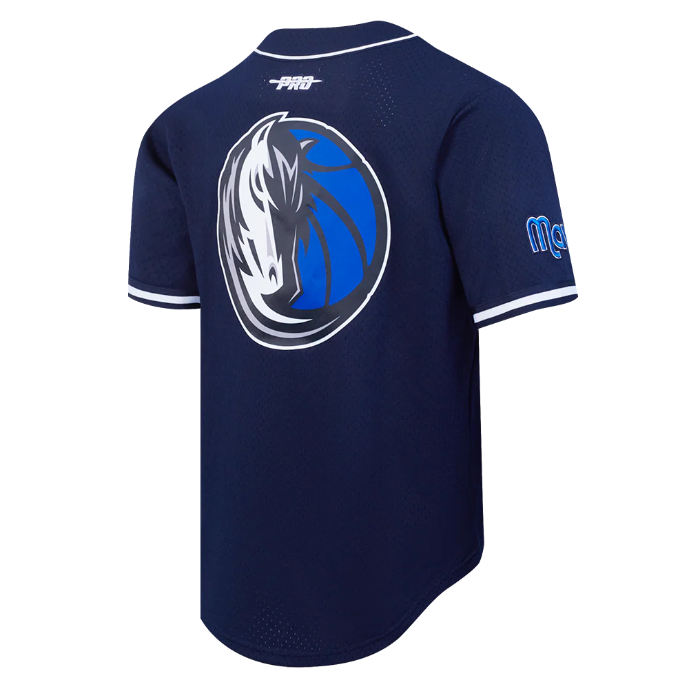 NBA DALLAS MAVERICKS MAX CHRISTIE #00 CLASSIC MESH PNN MEN'S MESH BUTTON DOWN SHIRT (MIDNIGHT NAVY) - Image 4
