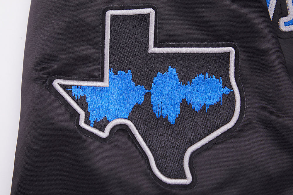NBA DALLAS MAVERICKS CHEST MEN'S RIB SATIN JACKET (BLACK) - Image 5