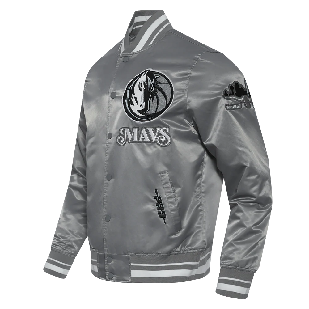 NBA DALLAS MAVERICKS CITY EDITION 24-25 MEN'S RIB SATIN JACKET (GRAY) - Image 2