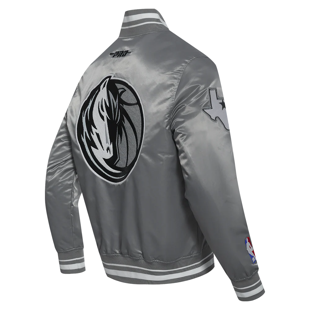 NBA DALLAS MAVERICKS CITY EDITION 24-25 MEN'S RIB SATIN JACKET (GRAY) - Image 4