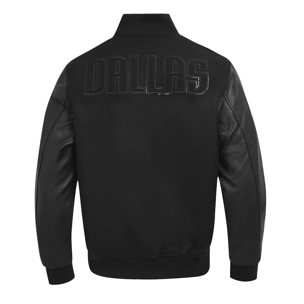 DALLAS MAVERICKS TRIPLE BLACK MEN'S WOOL VARSITY JACKET (TRIPLE BLACK) - Image 3