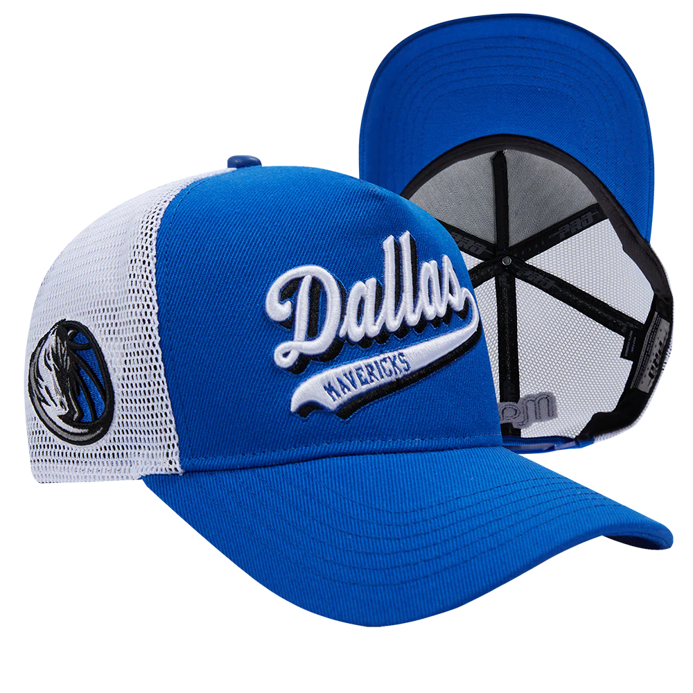 NBA DALLAS MAVERICKS SCRIPT TAIL TRUCKER HAT (ROYAL BLUE) - Image 7