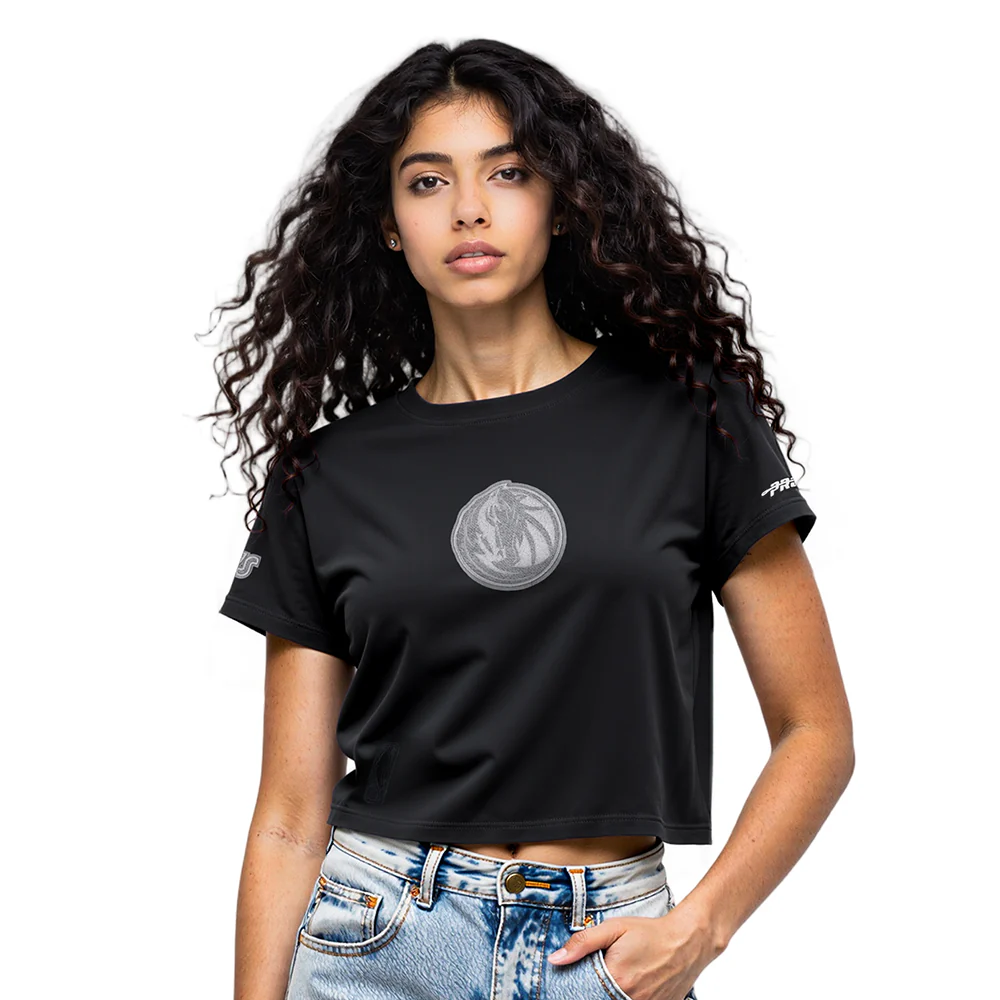 NBA DALLAS MAVERICKS REVERSE FRENCH TERRY WOMEN'S SJ BOXY TEE (BLACK)