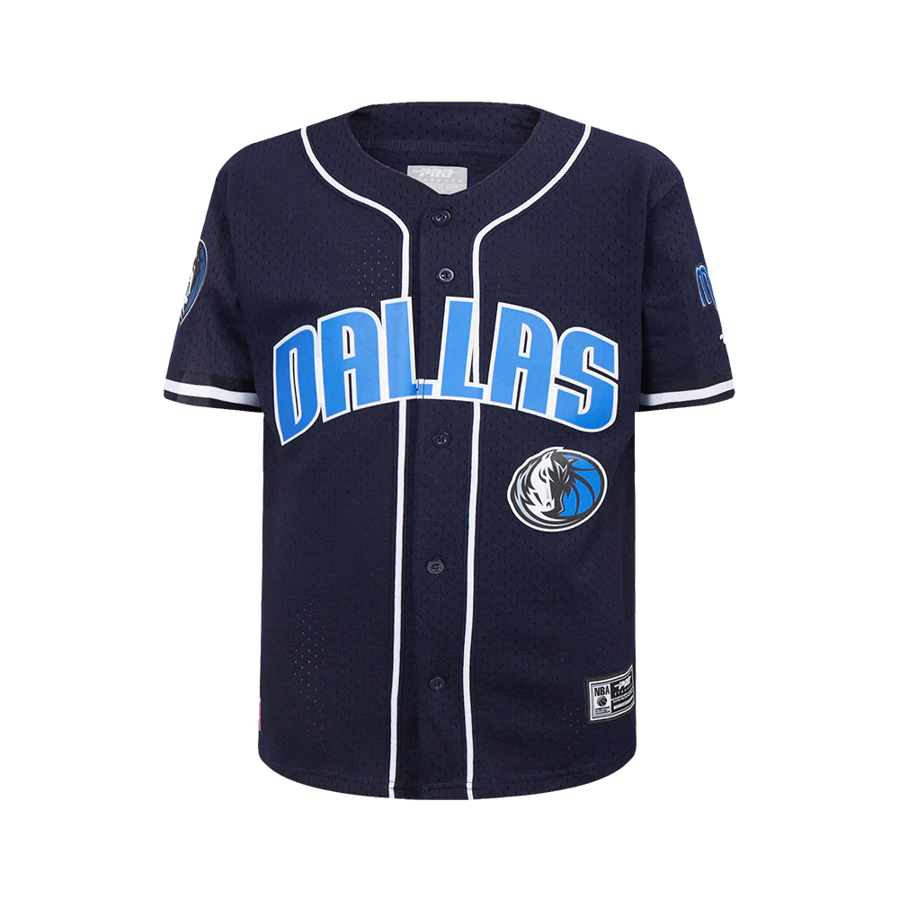 DALLAS MAVERICKS CLASSIC BIG BOY'S MESH BUTTON DOWN SHIRT (MIDNIGHT NAVY)