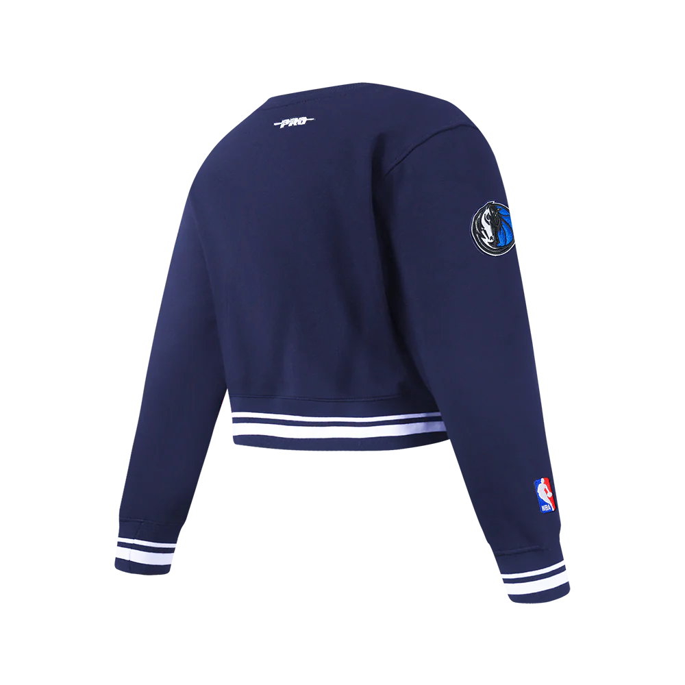 NBA DALLAS MAVERICKS RETRO CLASSIC BIG GIRLS RIB FLEECE CREWNECK (MIDNIGHT NAVY) - Image 4
