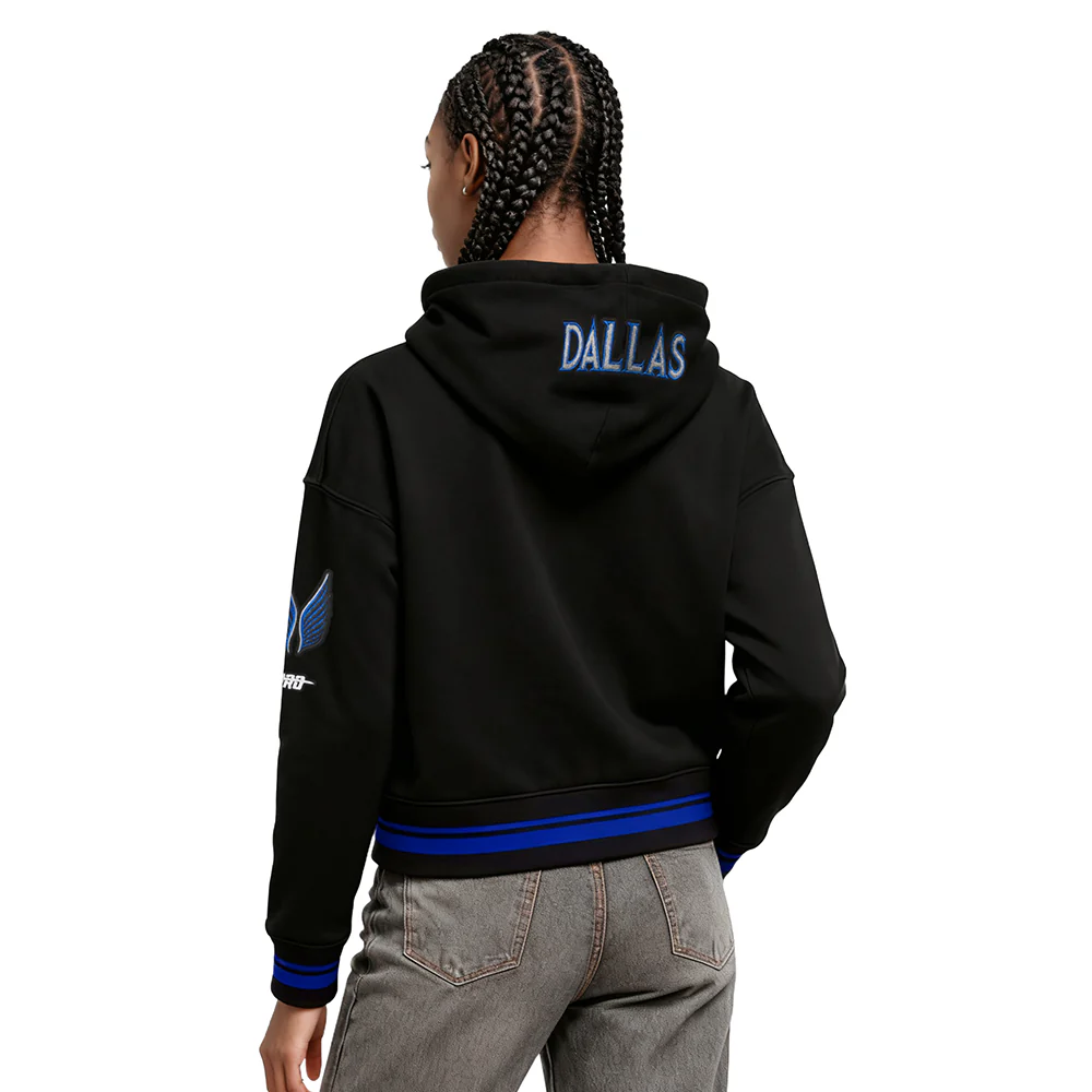 NBA DALLAS MAVERICKS CITY EDITION 25-26 WOMEN'S RIB FLC CROPPED PO HOODIE (BLACK/ROYAL BLUE/BLACK) - Image 2