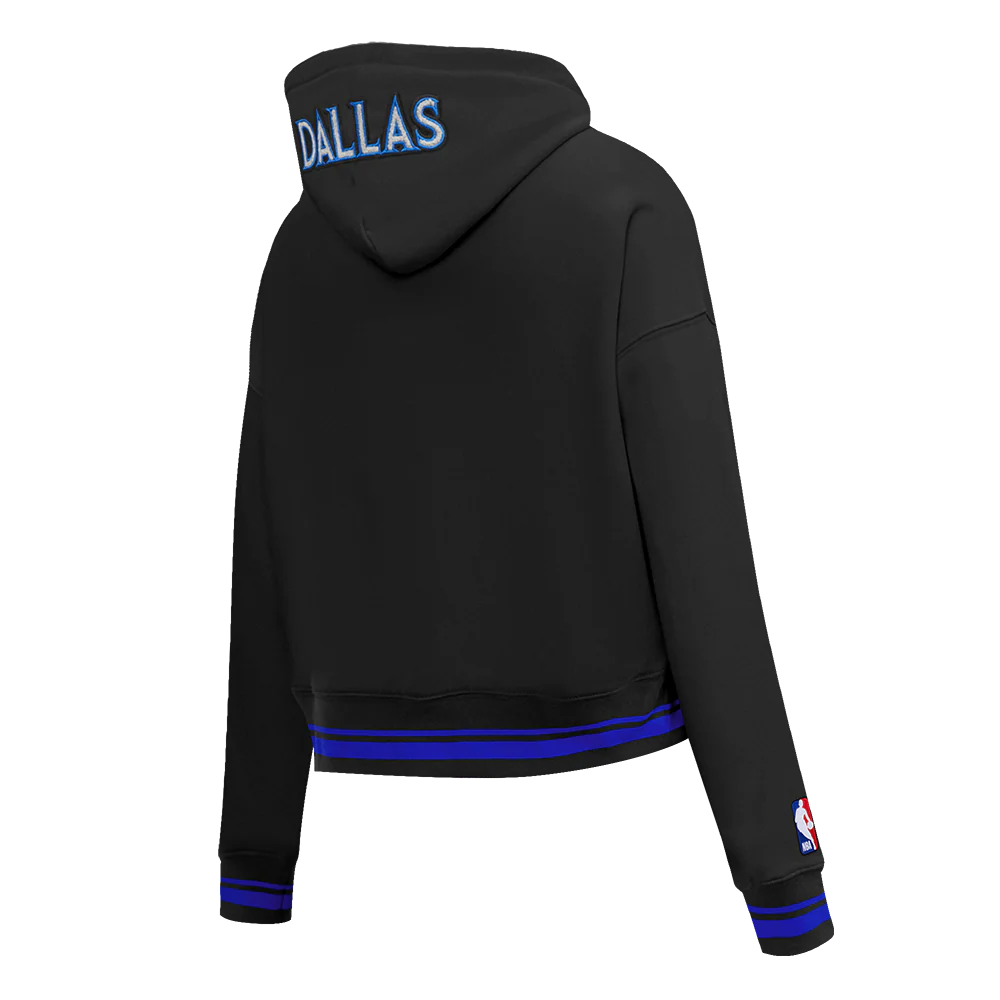 NBA DALLAS MAVERICKS CITY EDITION 25-26 WOMEN'S RIB FLC CROPPED PO HOODIE (BLACK/ROYAL BLUE/BLACK) - Image 4