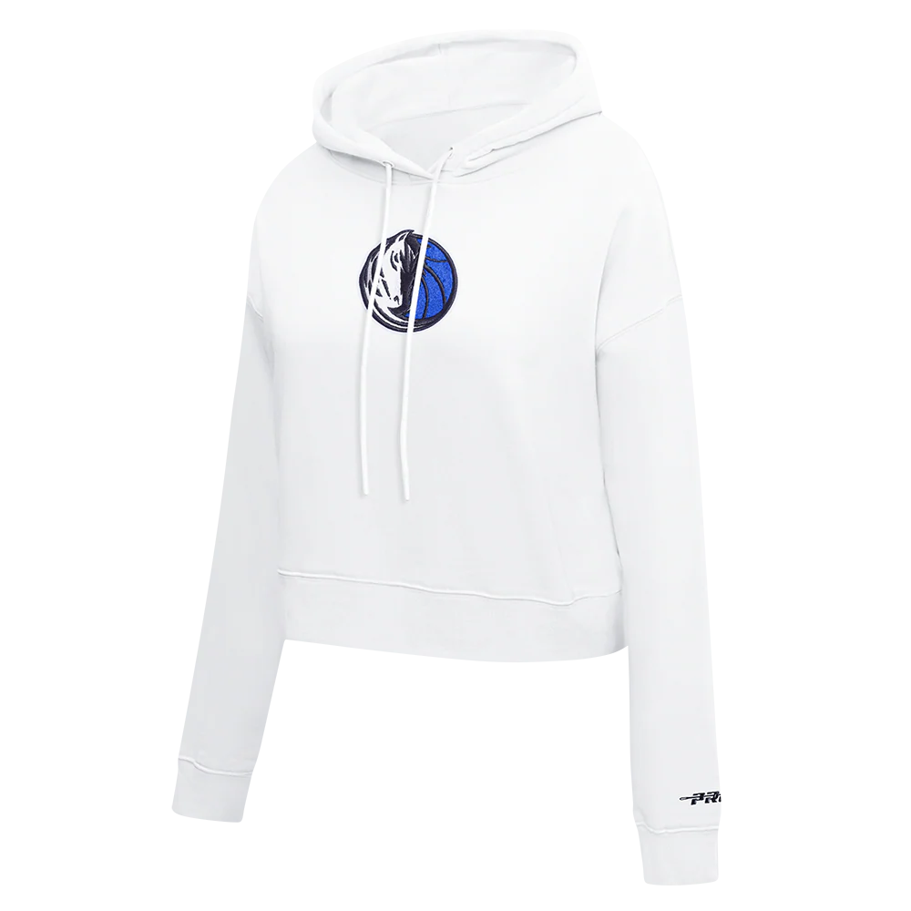 NBA DALLAS MAVERICKS CLASSIC WOMEN'S FLC CROPPED PO HOODIE (WHITE) - Image 2
