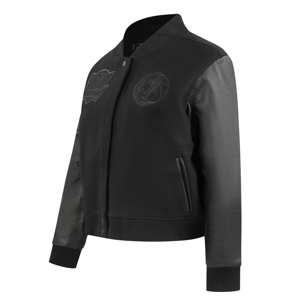 NBA DALLAS MAVERICKS TRIPLE BLACK WOMEN'S WOOL VARSITY JACKET (TRIPLE BLACK) - Image 2