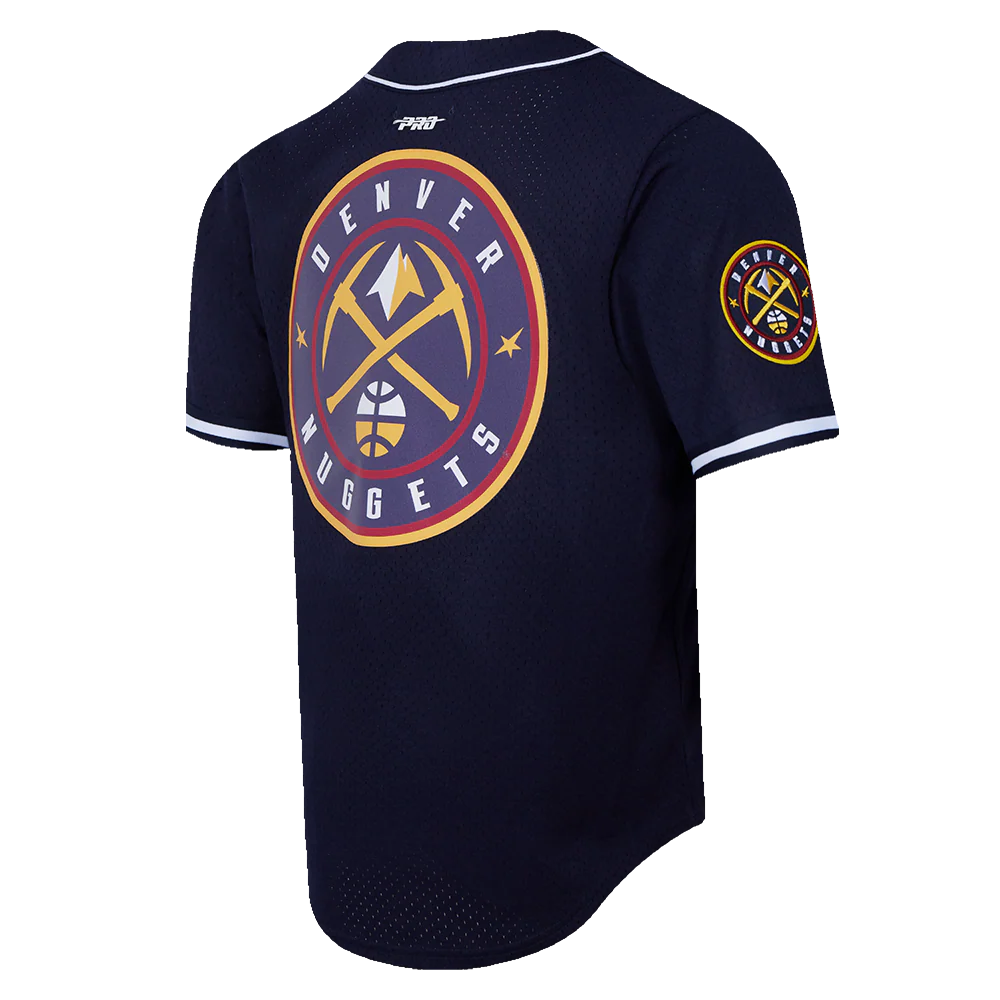 NBA DENVER NUGGETS SCRIPT TAIL MEN'S MESH BUTTON DOWN SHIRT (MIDNIGHT NAVY) - Image 11