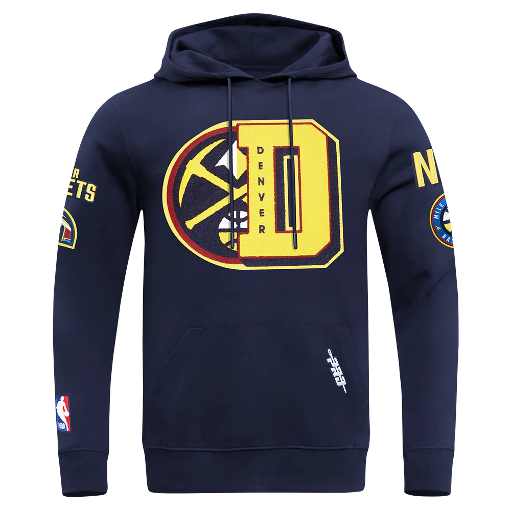 NBA DENVER NUGGETS MASHUP MEN'S RIB PULLOVER HOODIE (MIDNIGHT NAVY)