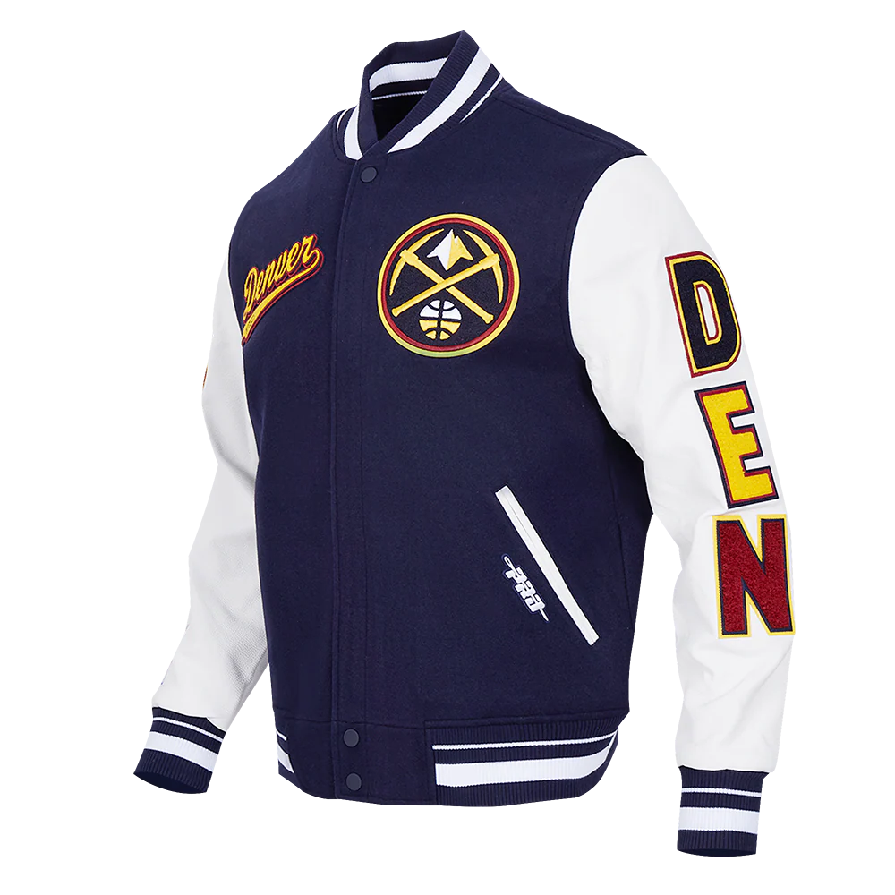 NBA DENVER NUGGETS SCRIPT TAIL MEN'S RIB WOOL VARSITY (MIDNIGHT NAVY/WHITE) - Image 2