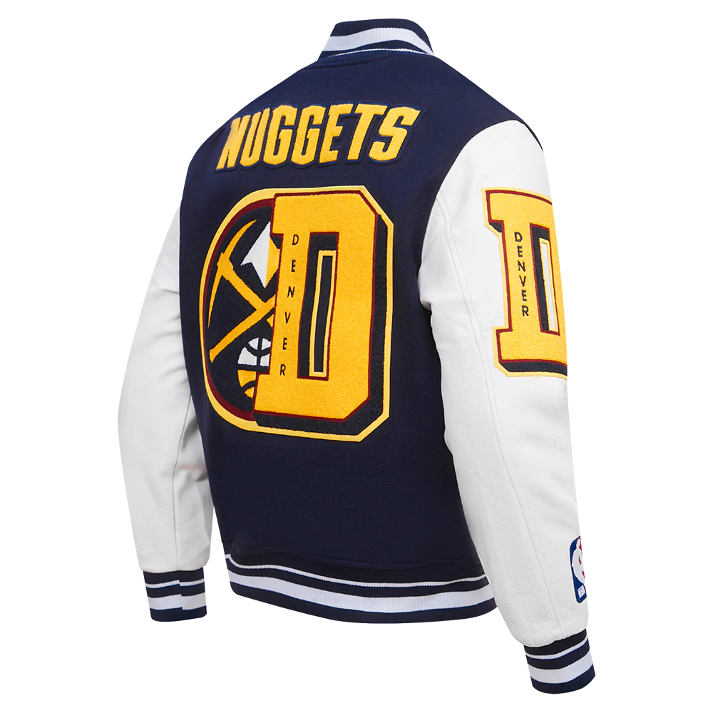 NBA DENVER NUGGETS MASHUP MEN'S RIB WOOL VARSITY JACKET (MIDNIGHT NAVY/WHITE) - Image 6