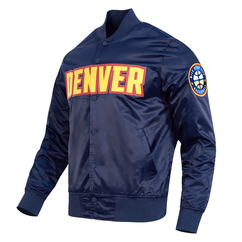 NBA DENVER NUGGETS TEAM BIG LOGO MEN'S SATIN JACKET (MIDNIGHT NAVY) - Image 2