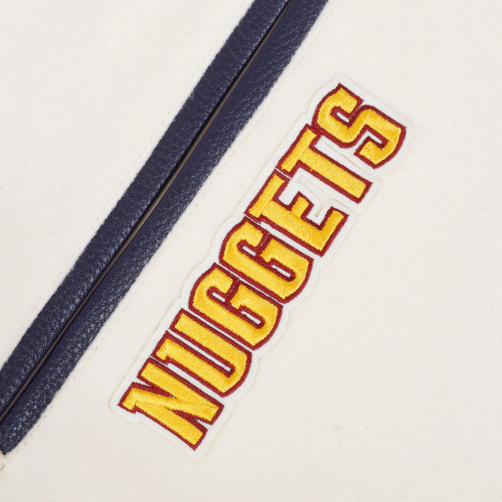 NBA DENVER NUGGETS RETRO CLASSIC MEN'S RIB WOOL VARSITY JACKET (EGGSHELL/ MIDNIGHT NAVY) - Image 7