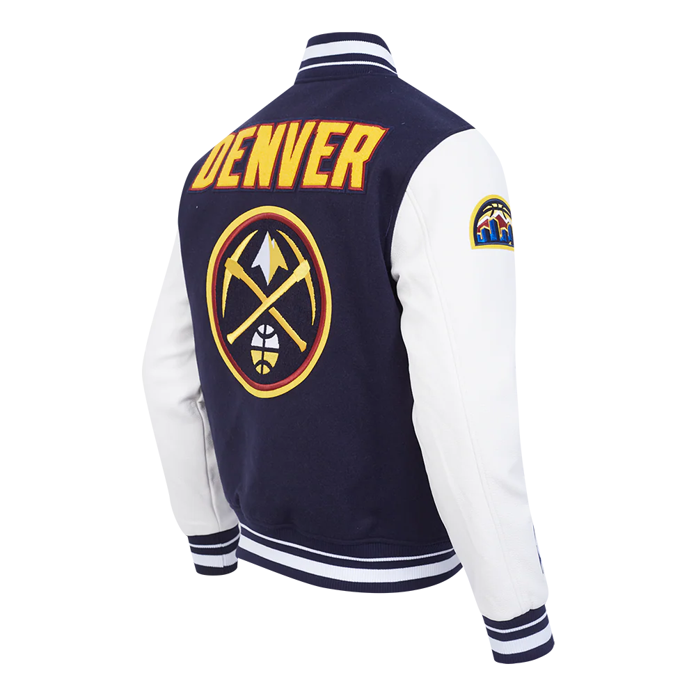 NBA DENVER NUGGETS RETRO CLASSIC MEN'S RIB WOOL VARSITY JACKET (MIDNIGHT NAVY/WHITE) - Image 4