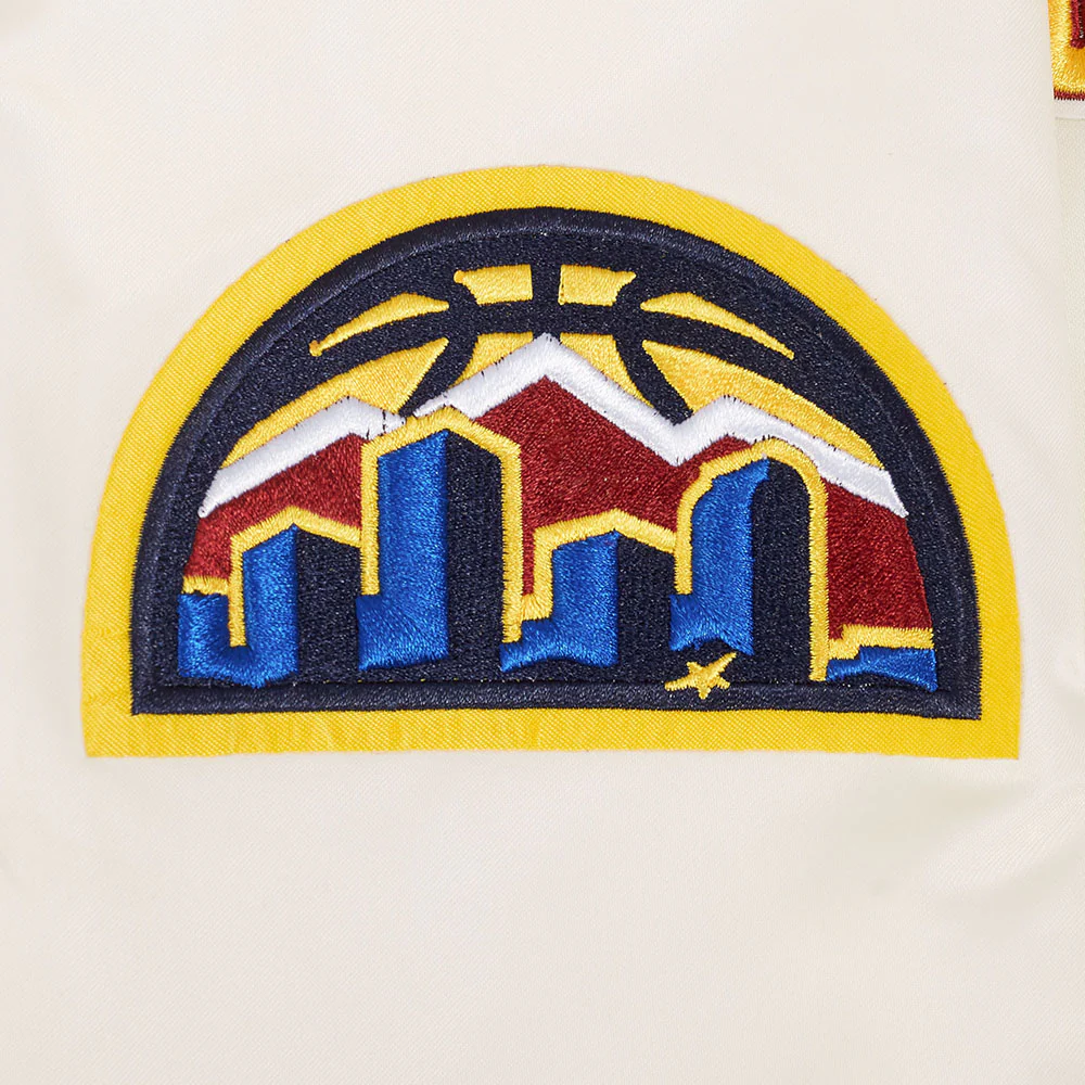 NBA DENVER NUGGETS RETRO CLASSIC MEN'S RIB SATIN JACKET (EGGSHELL/ MIDNIGHT NAVY) - Image 5