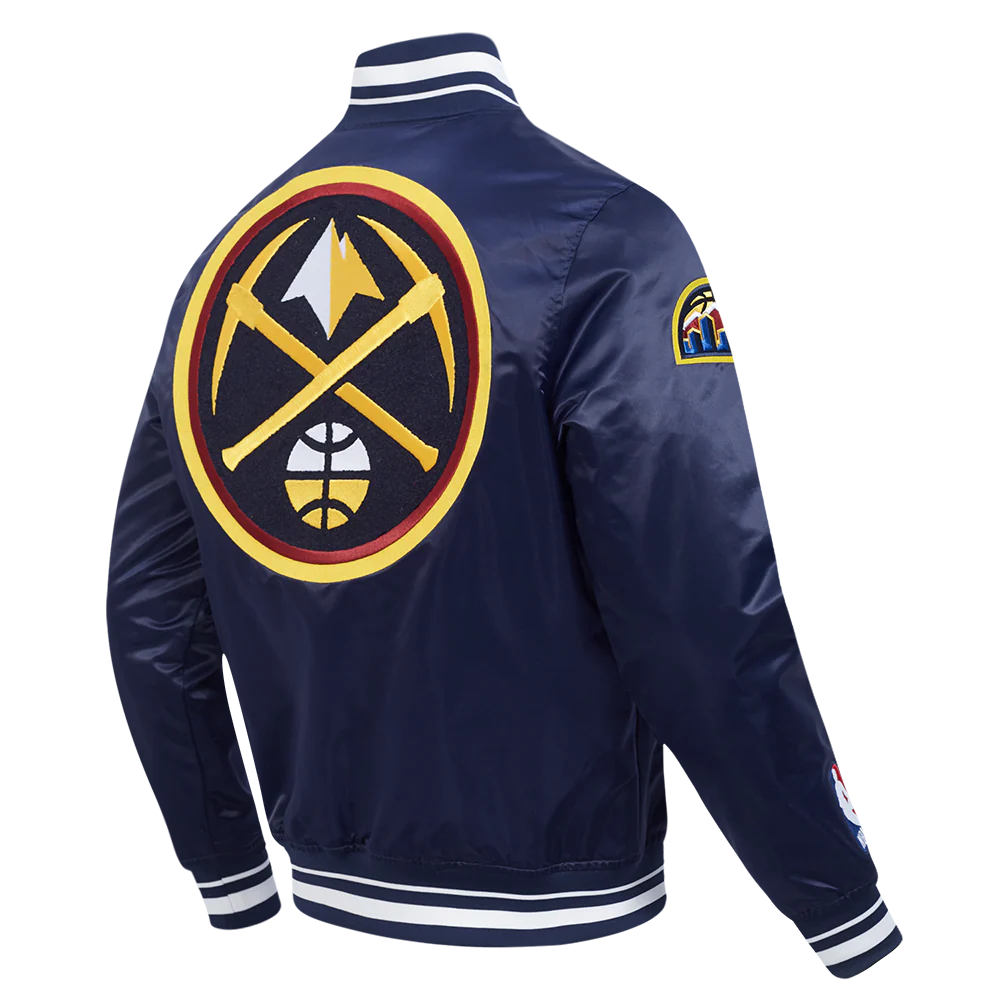 NBA DENVER NUGGETS RETRO CLASSIC MEN'S RIB SATIN JACKET (MIDNIGHT NAVY) - Image 4