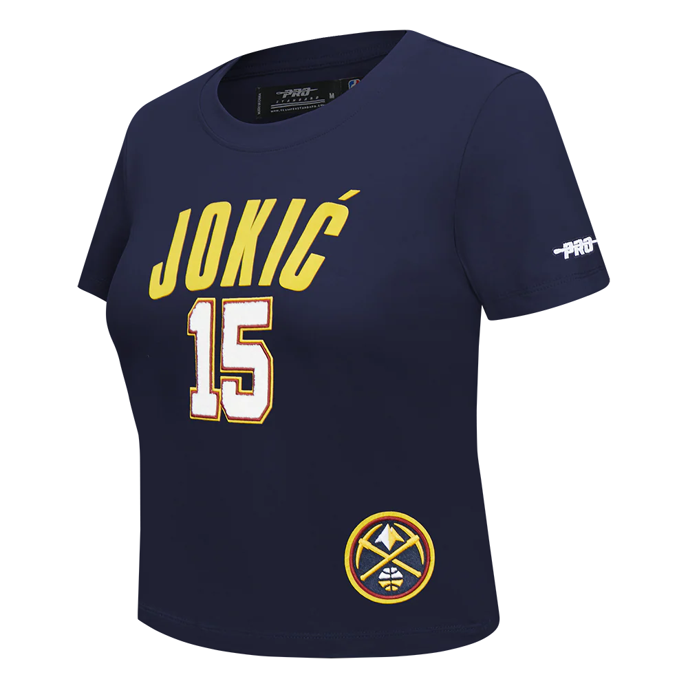NBA DENVER NUGGETS NIKOLA JOKIC #15 CLASSIC PLAYER NAME AND NUMBER WOMEN'S SJ SLIM FIT TEE - Image 2