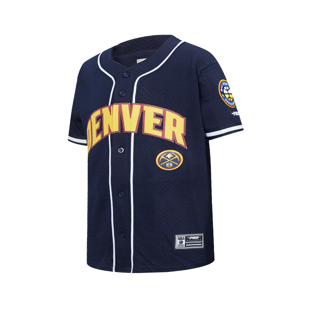 DENVER NUGGETS CLASSIC BIG BOY'S MESH BUTTON DOWN SHIRT (MIDNIGHT NAVY) - Image 2
