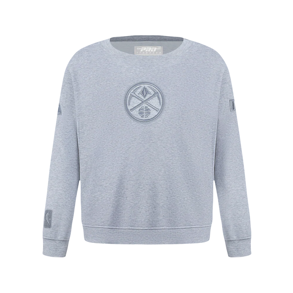 NBA DENVER NUGGETS NEUTRAL BIG BOYS FLC CREWNECK (DARK HEATHER GRAY)