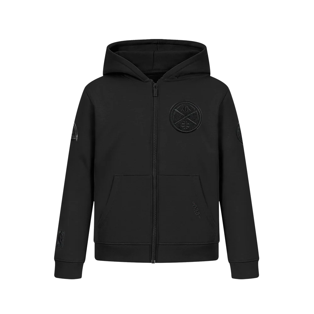 NBA DENVER NUGGETS TRIPLE BLACK BIG BOYS FL FZ HOODIE (BLACK)