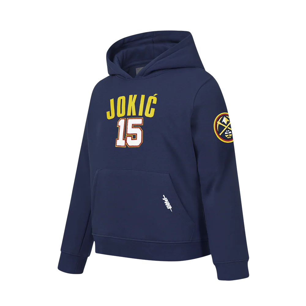 NBA DENVER NUGGETS NIKOLA JOKIC #15 CLASSIC PNN BIG BOY'S FLEECE PO HOO (MIDNIGHT NAVY) - Image 4