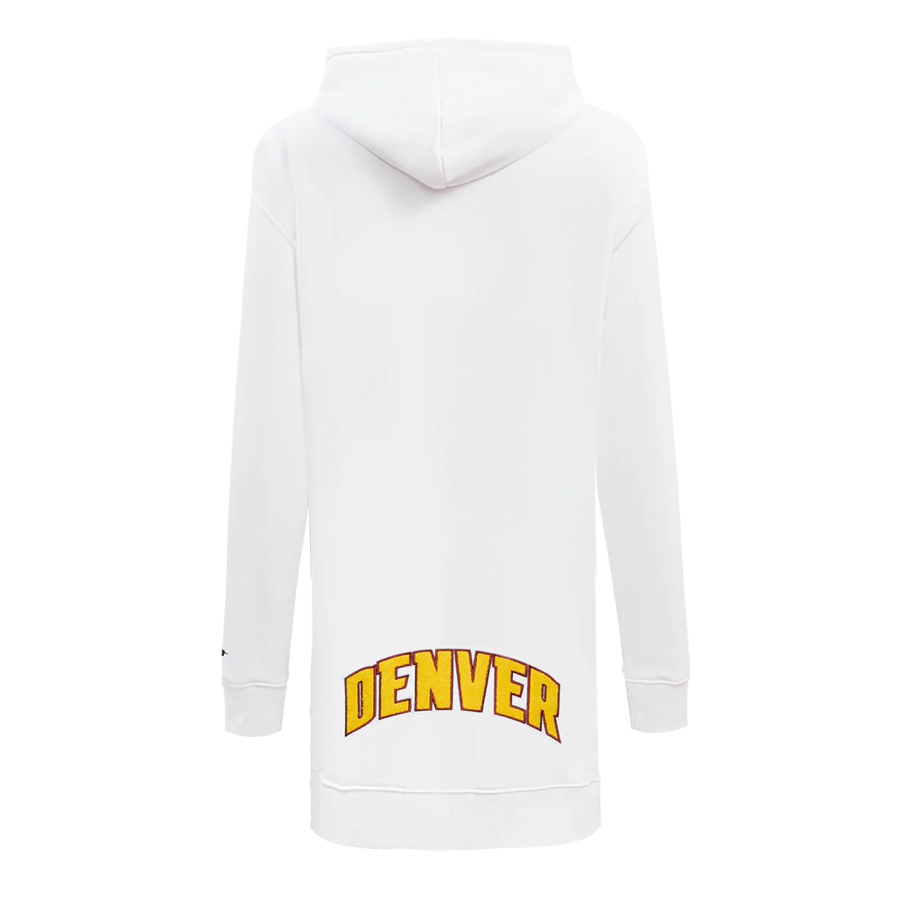NBA DENVER NUGGETS CLASSIC WOMEN'S FLEECE HOODIE DRESS (WHITE) - Image 3