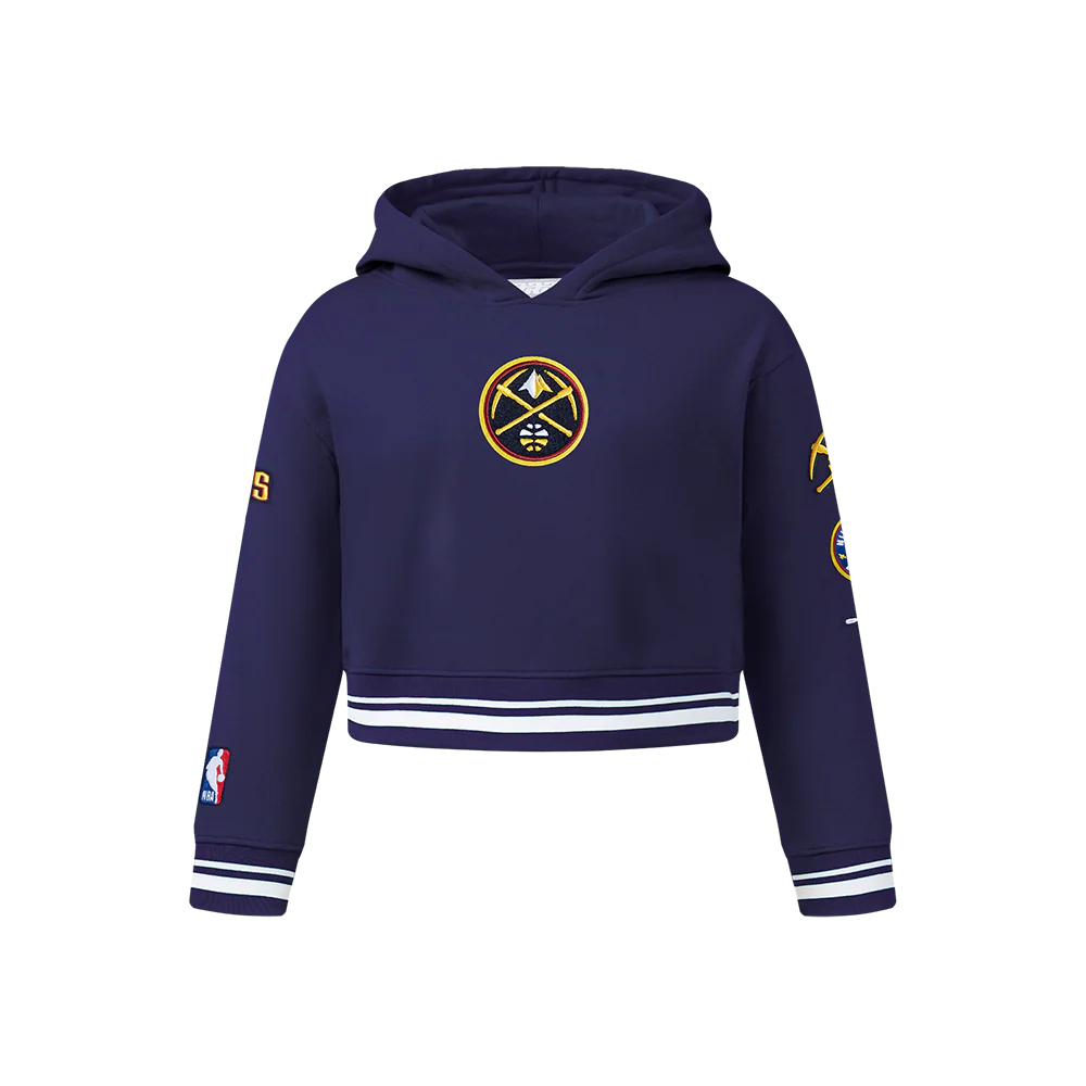 DENVER NUGGETS RETRO CLASSIC BIG GIRL'S RIB FLC PO HOODIE (MIDNIGHT NAVY)