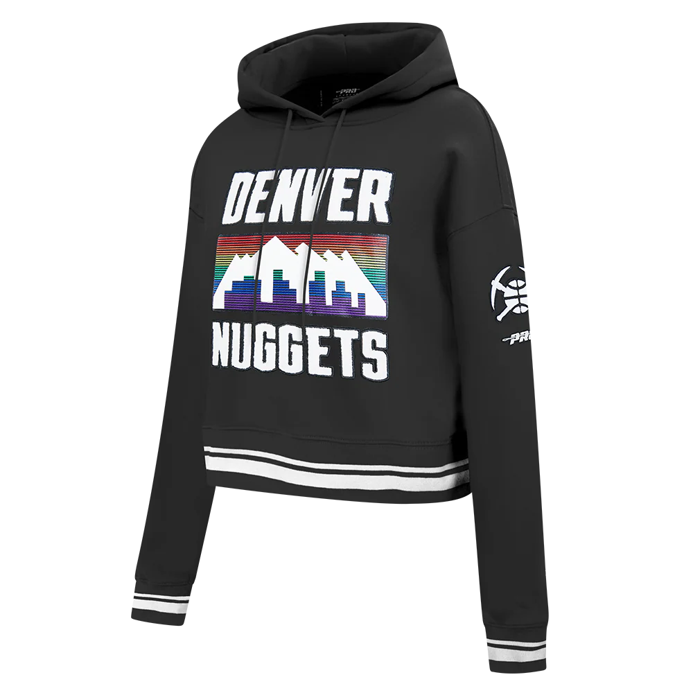 NBA DENVER NUGGETS CITY EDITION 25-26 WOMEN'S RIB FLC CROPPED PO HOODIE (BLACK) - Image 3