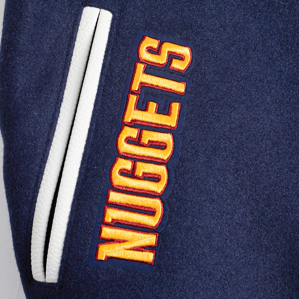 NBA DENVER NUGGETS RETRO CLASSIC WOMEN'S RIB WOOL VARSITY JACKET (MIDNIGHT NAVY/WHITE) - Image 7