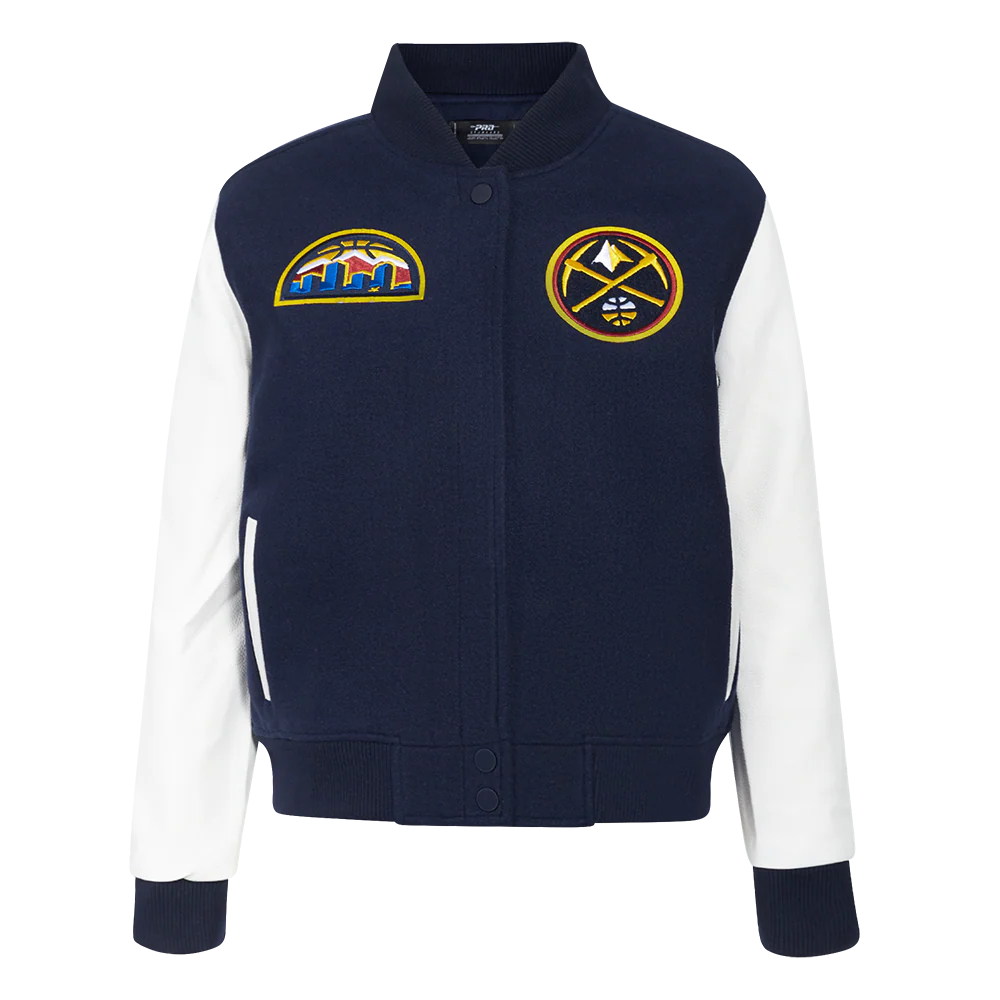 NBA DENVER NUGGETS CLASSIC WOMEN'S WOOL VARSITY JACKET (MIDNIGHT NAVY/WHITE)
