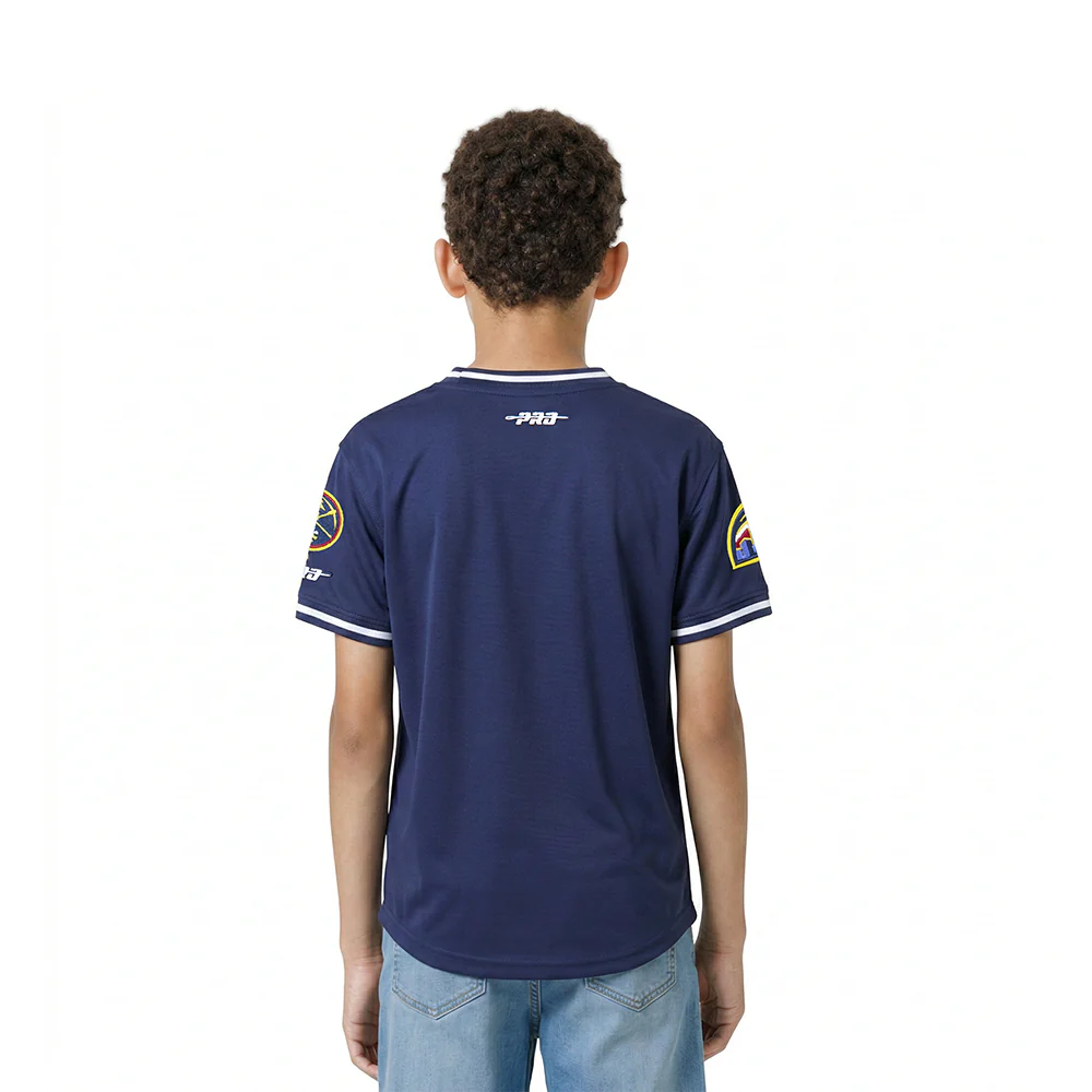 NBA DENVER NUGGETS CLASSIC LITTLE BOYS SHORT SLEEVE STRIPED RIB TEE (MIDNIGHT NAVY) - Image 2