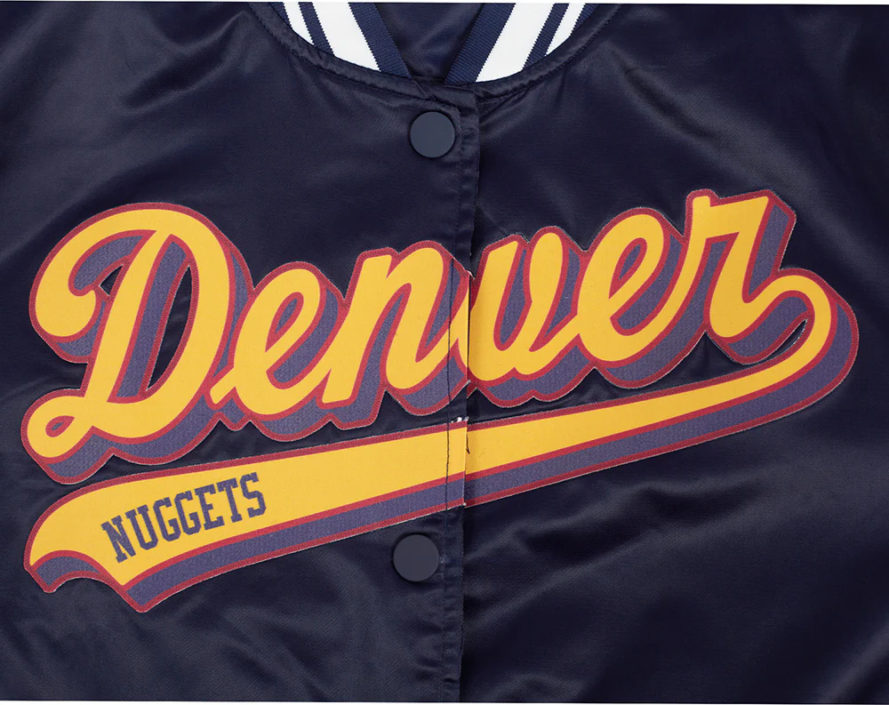 NBA DENVER NUGGETS SCRIPT TAIL WOMEN'S SATIN JACKET (MIDNIGHT NAVY) - Image 5